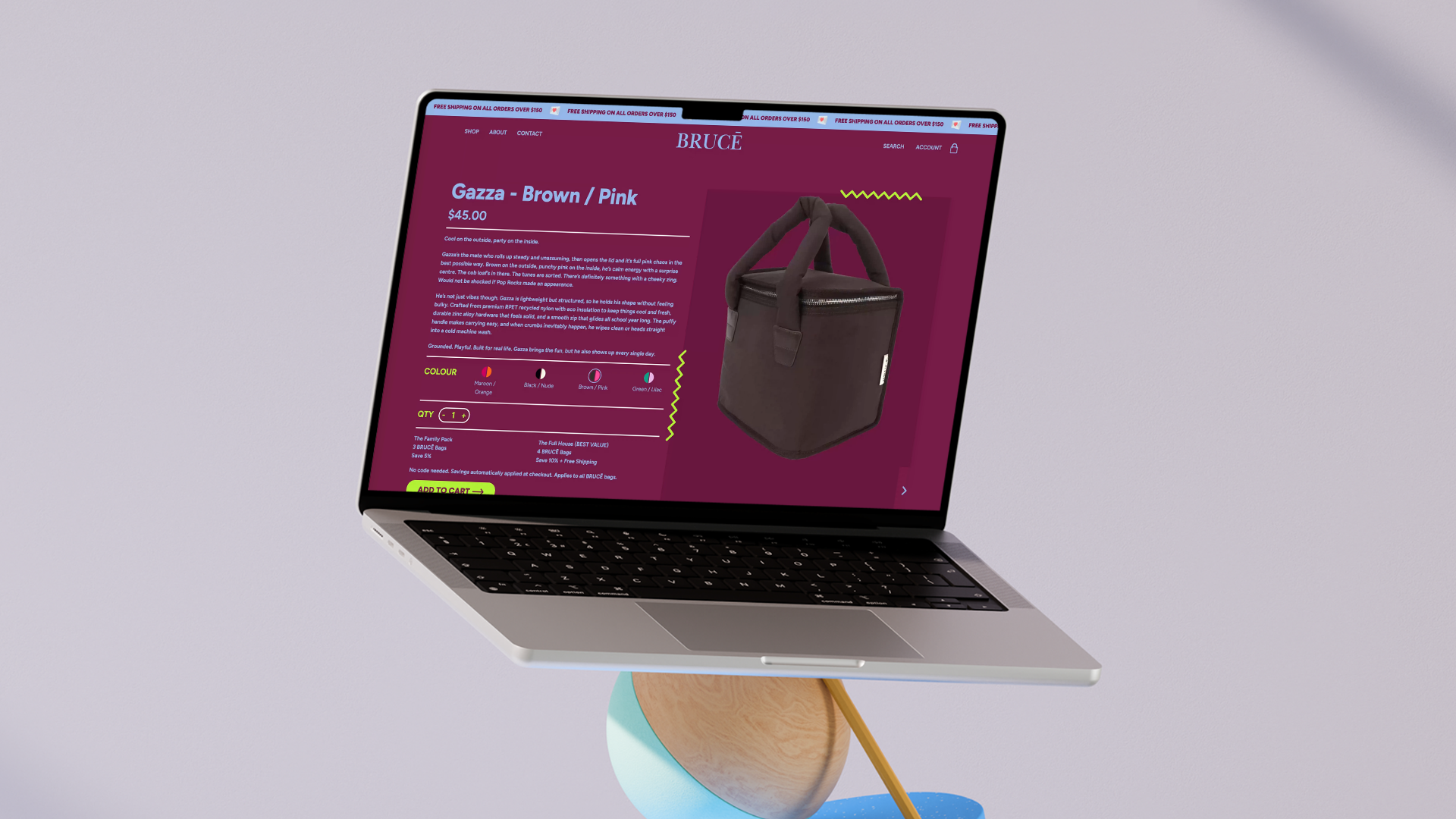 Bruce Bags website on a macbook