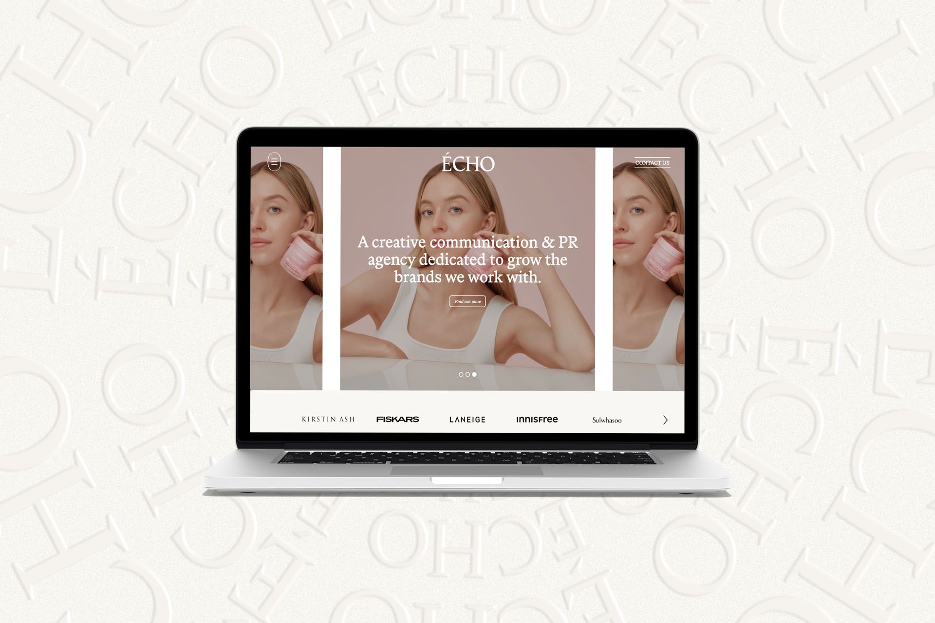 Echo Communication website displayed on a laptop