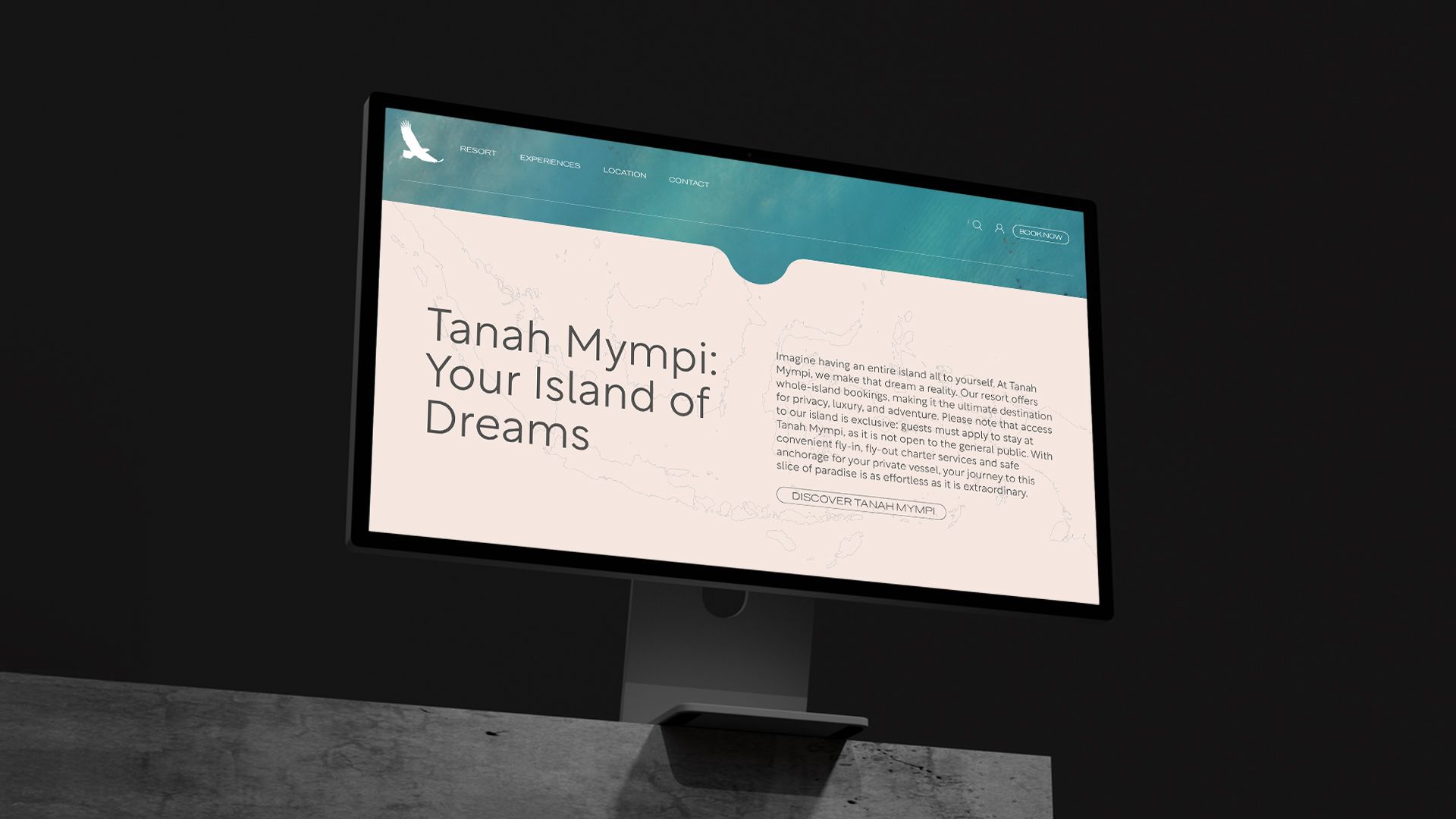 Tanah mympi website mockup on a monitor