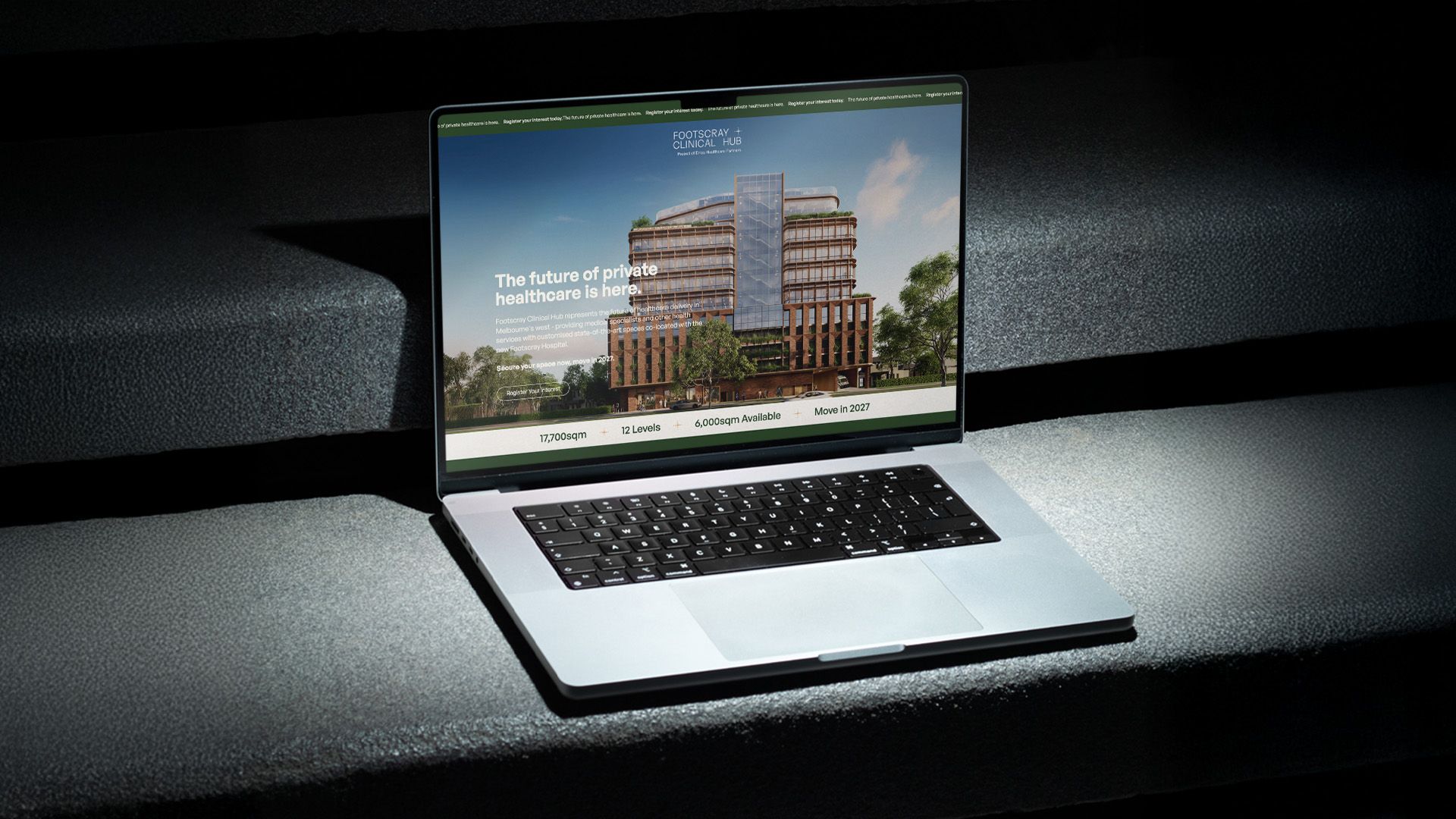 Footscray Clinical Hub website on a lapop