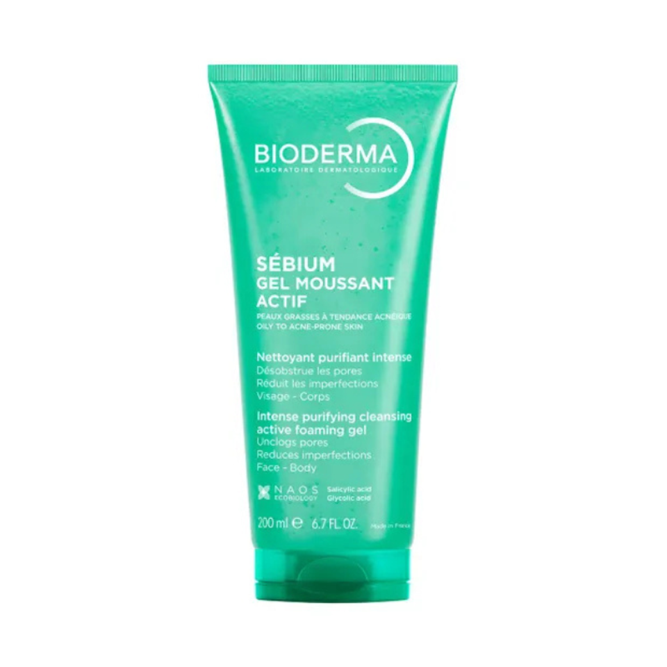 BIODERMA SEBIUM GEL MOUSSANT ACTIF PEAUX GRASSES A TENDANCE ACNEIQUE 200ML