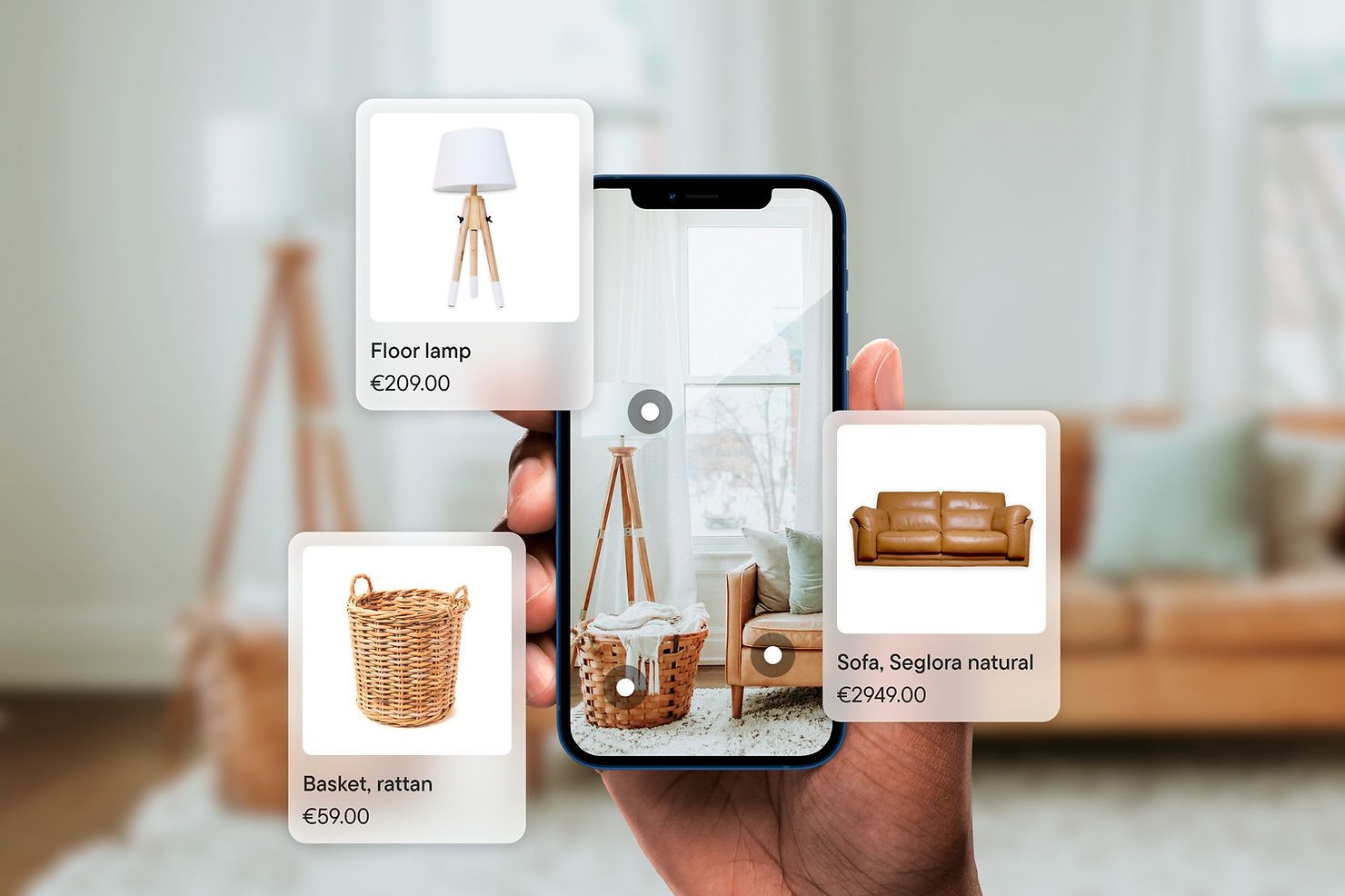phone with visual search and product cards