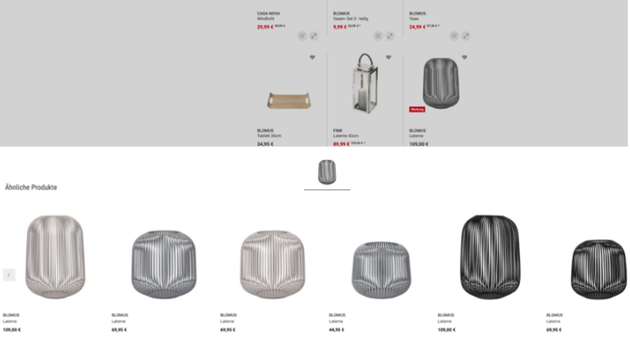 online shop interface