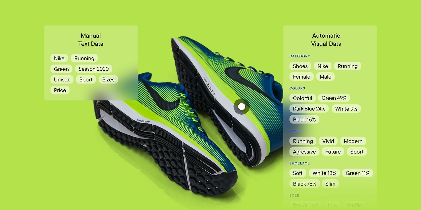 pair of sneakers on green background