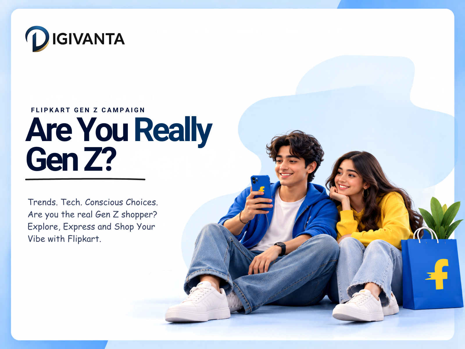 Flipkart Gen Z campaign banner featuring young shoppers and the headline “Are You Really Gen Z?”