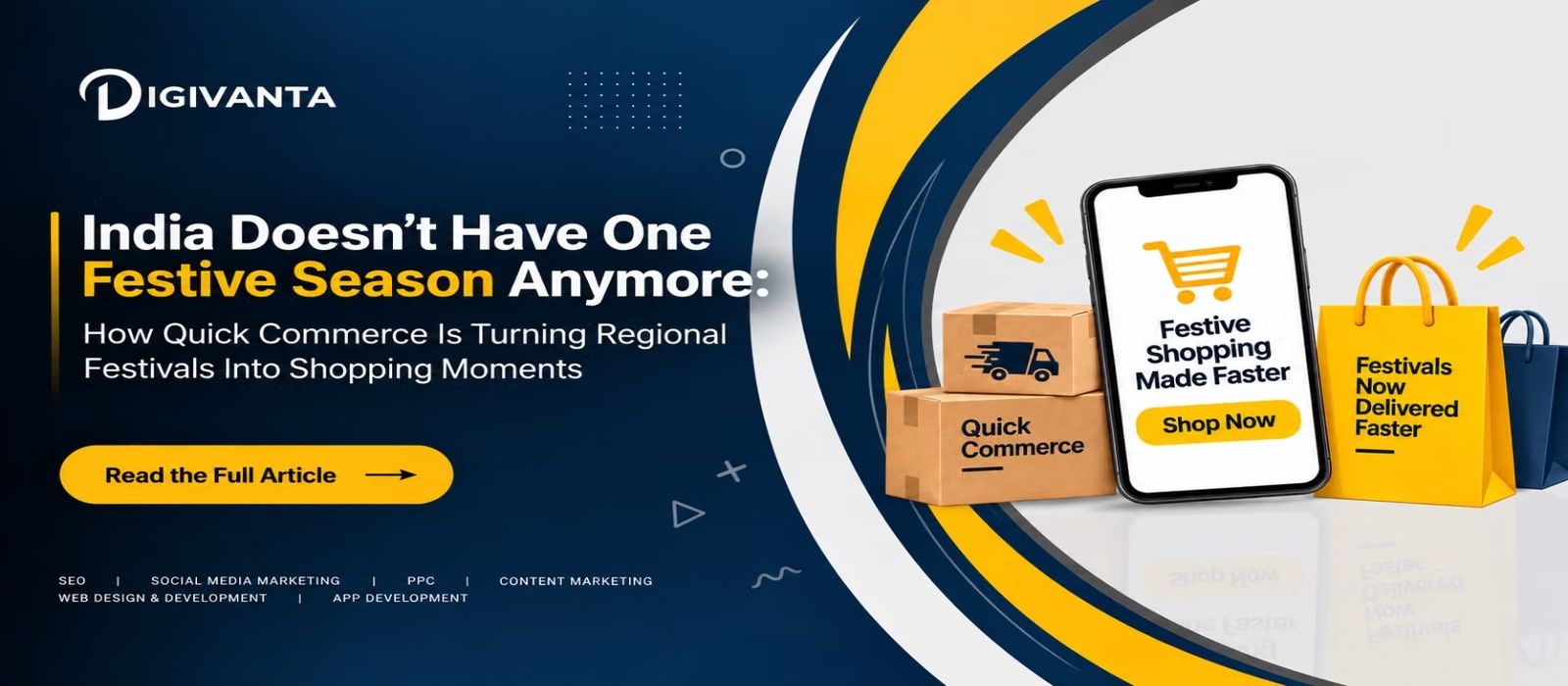 India’s festive shopping is changing as quick commerce turns regional festivals into faster shopping moments, highlighting festive marketing, quick commerce, digital marketing, social media marketing, e-commerce trends, consumer behavior, online shopping, and festive season marketing in India.
