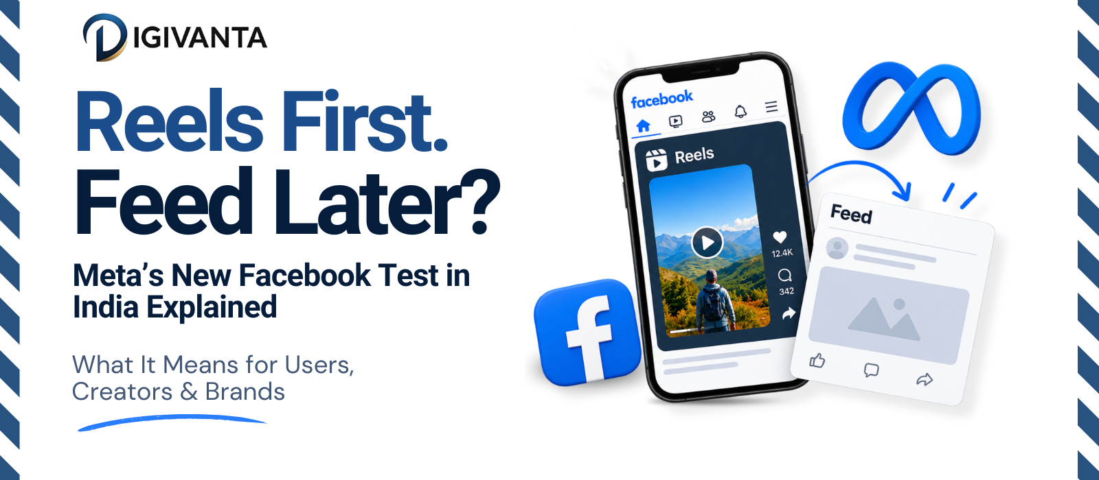 Meta’s Reels-first Facebook test in India showing Reels before the traditional Feed.