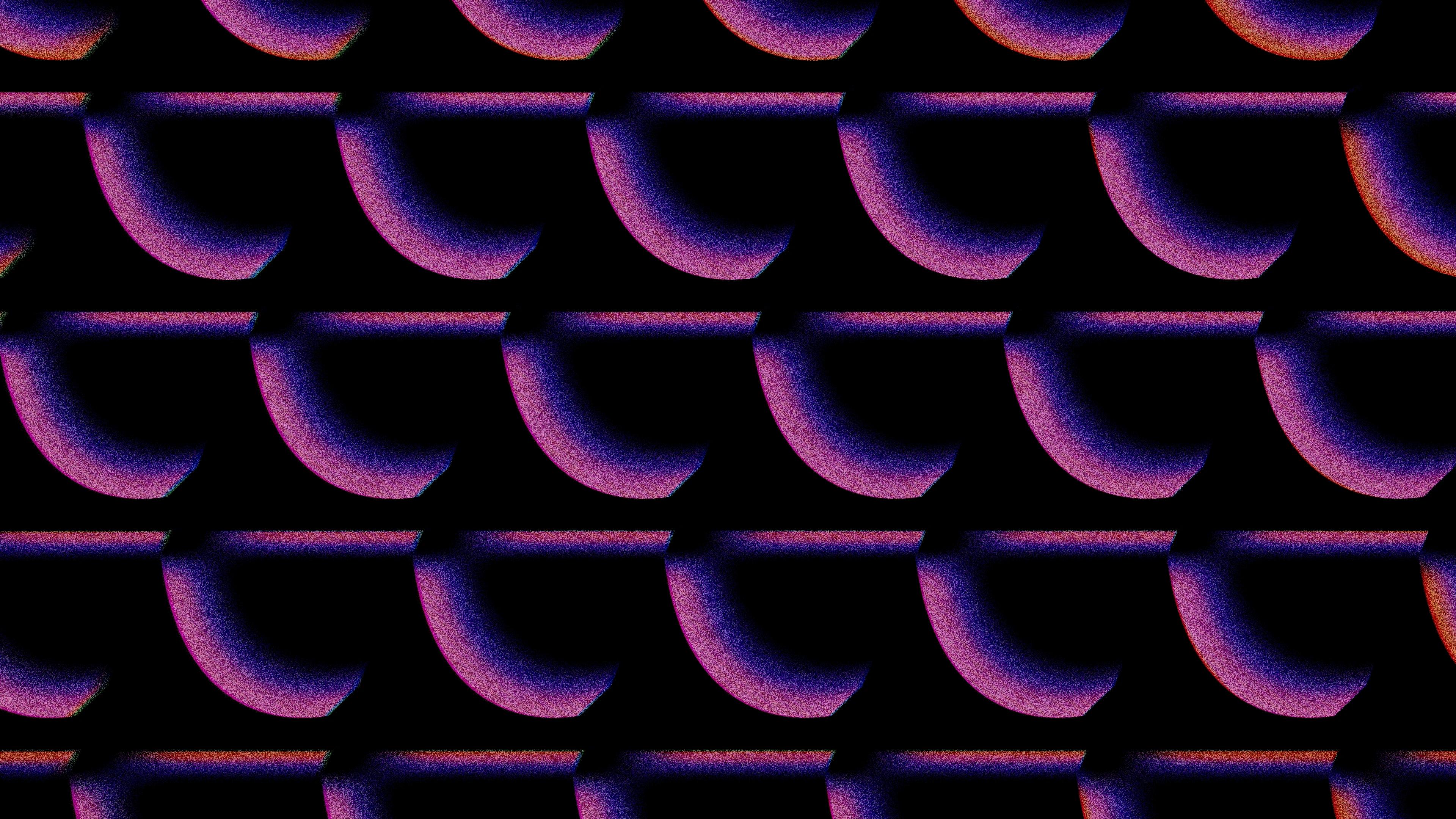 Purple and blue moon shapes in rows