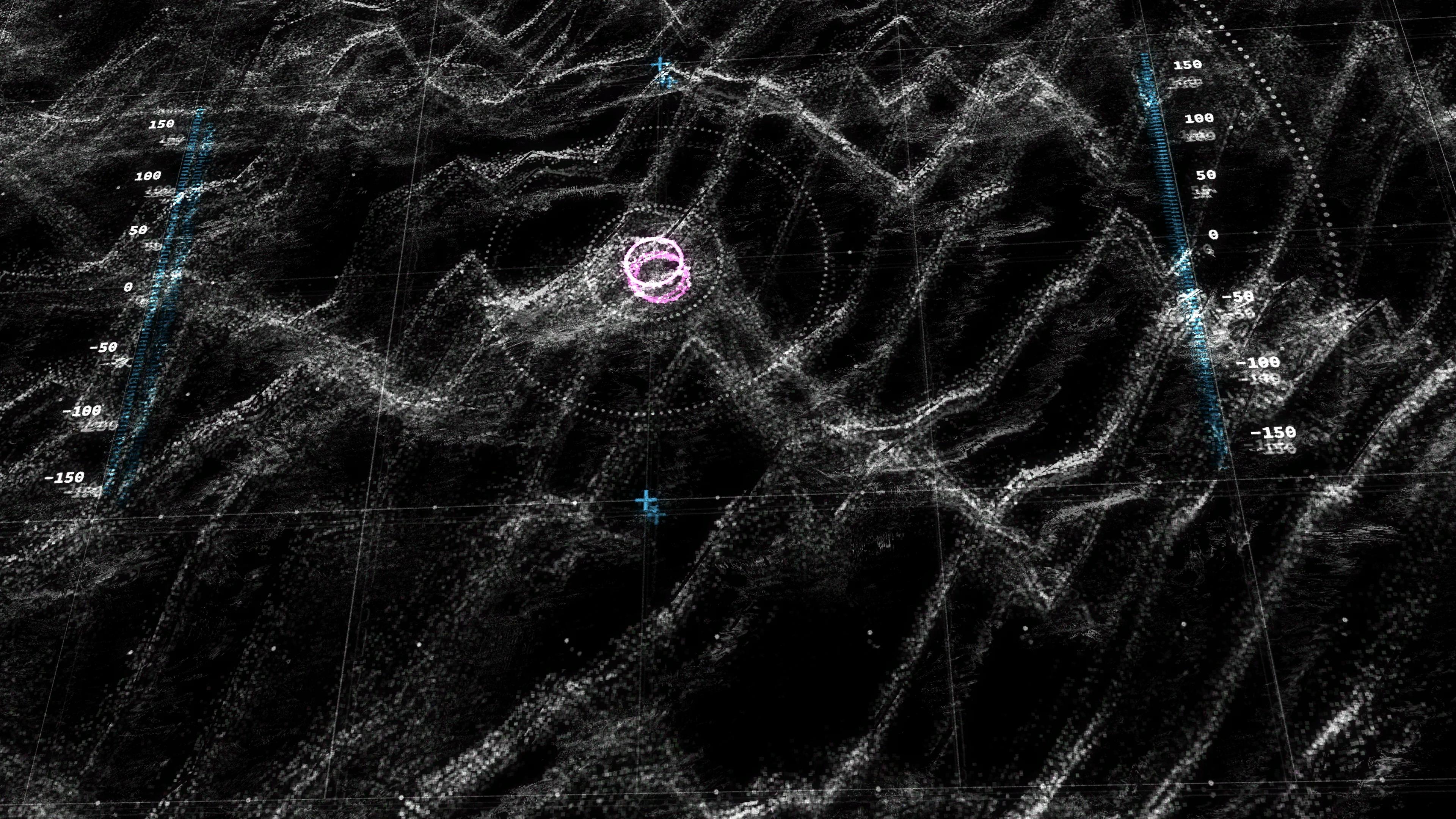 Mountain topography texture below computer grids