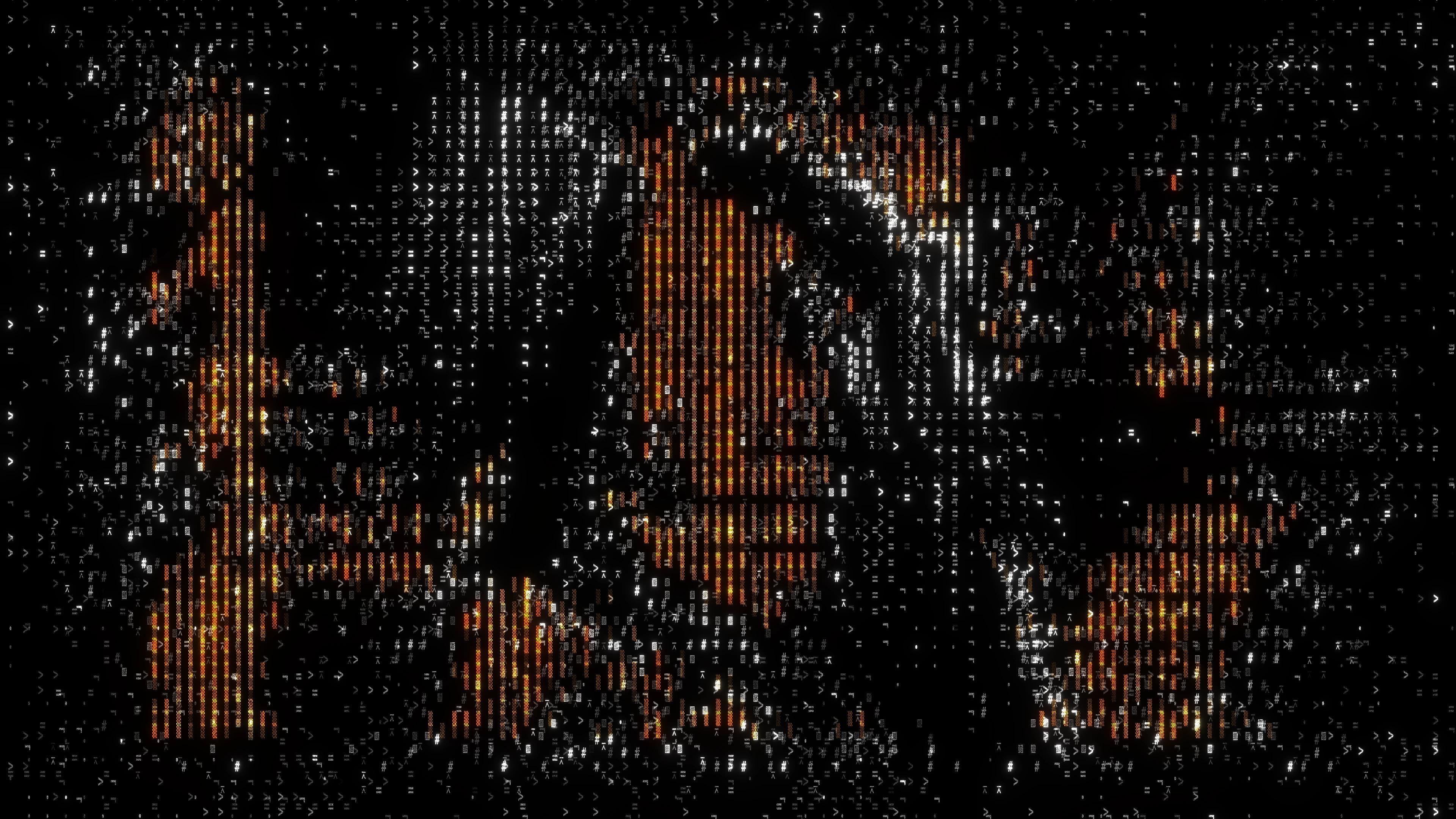 Pattern made up of tiny orange and white symbols