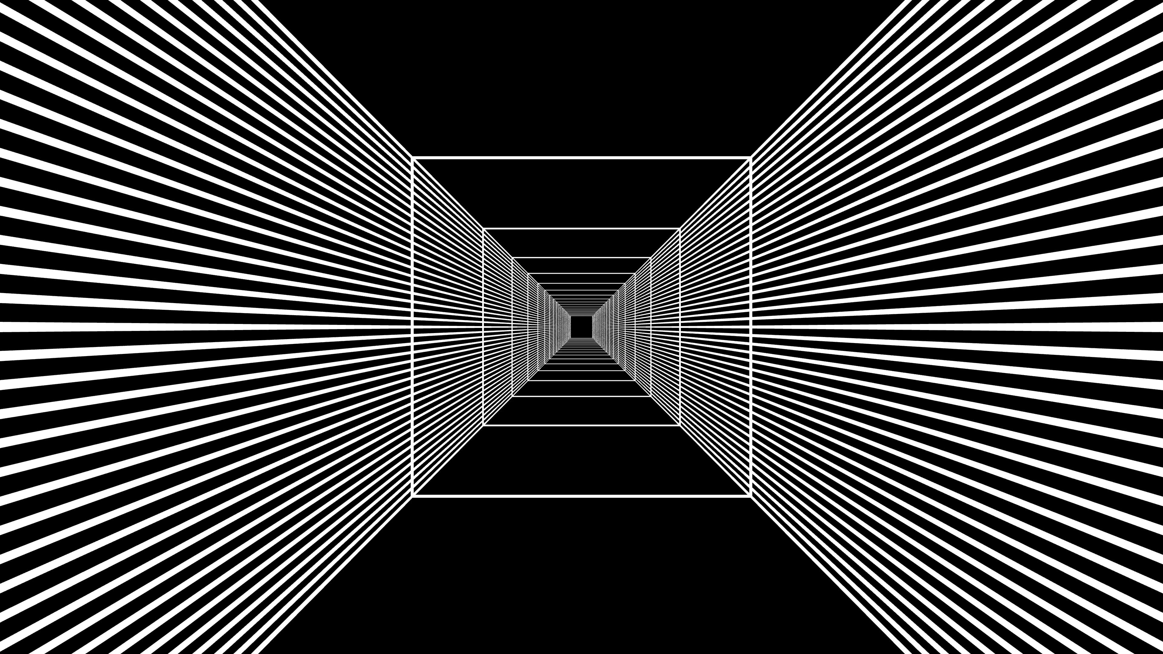 White diagonal lines pushing into the middle with thin white squares in the middle