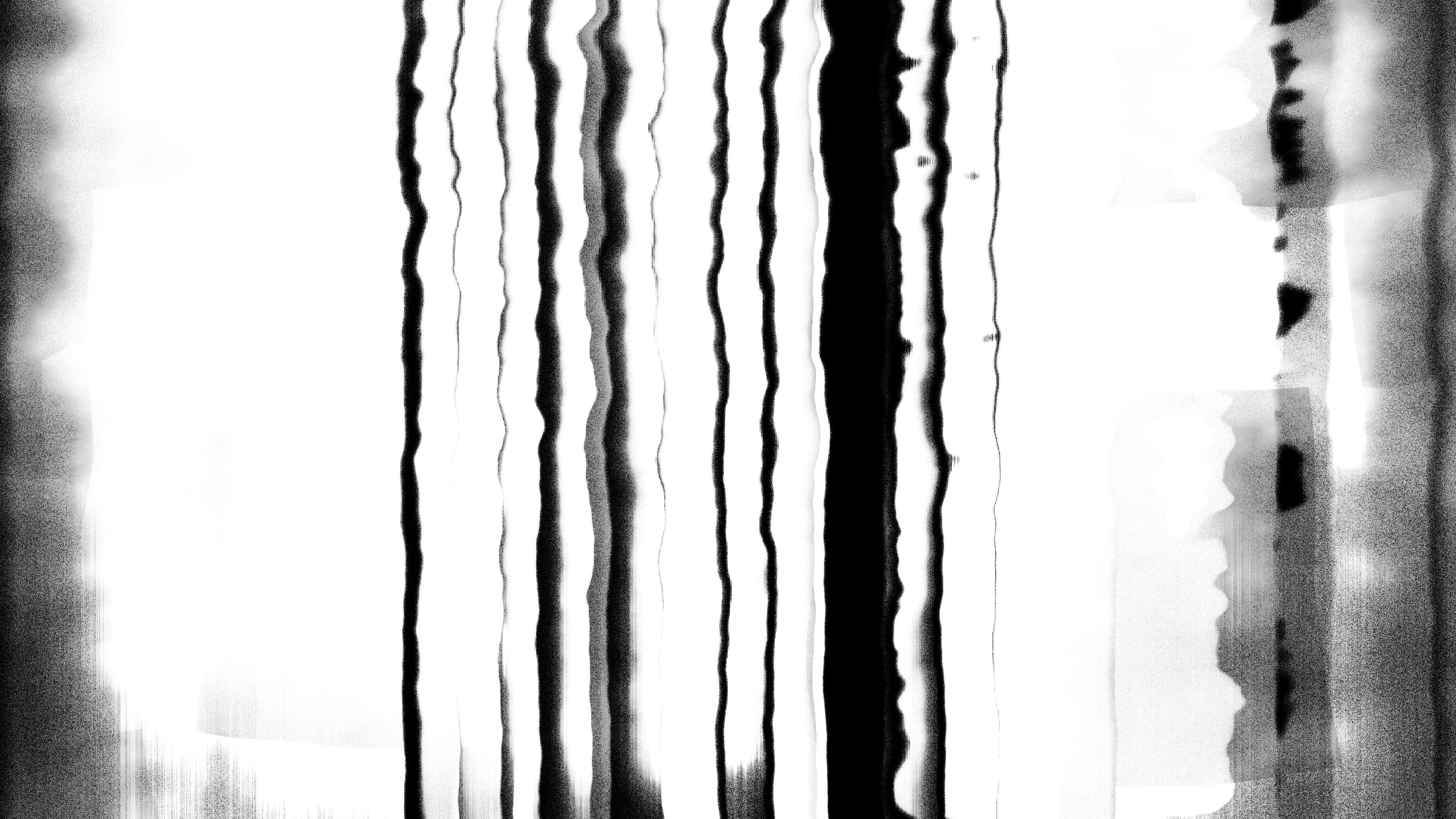 Black and white vertical lines scribbling downwards
