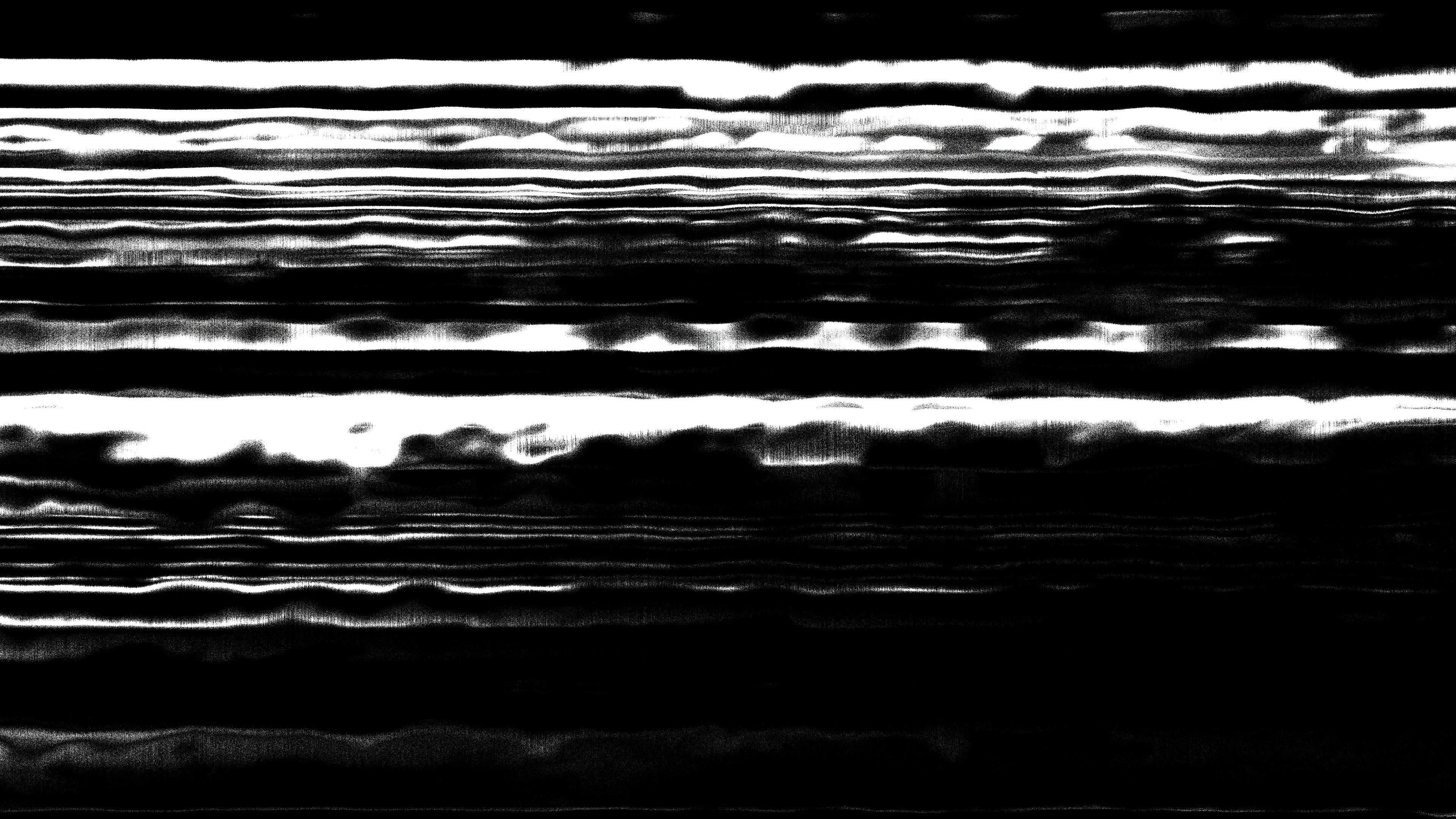 Horizontal white strips wriggling across a black background