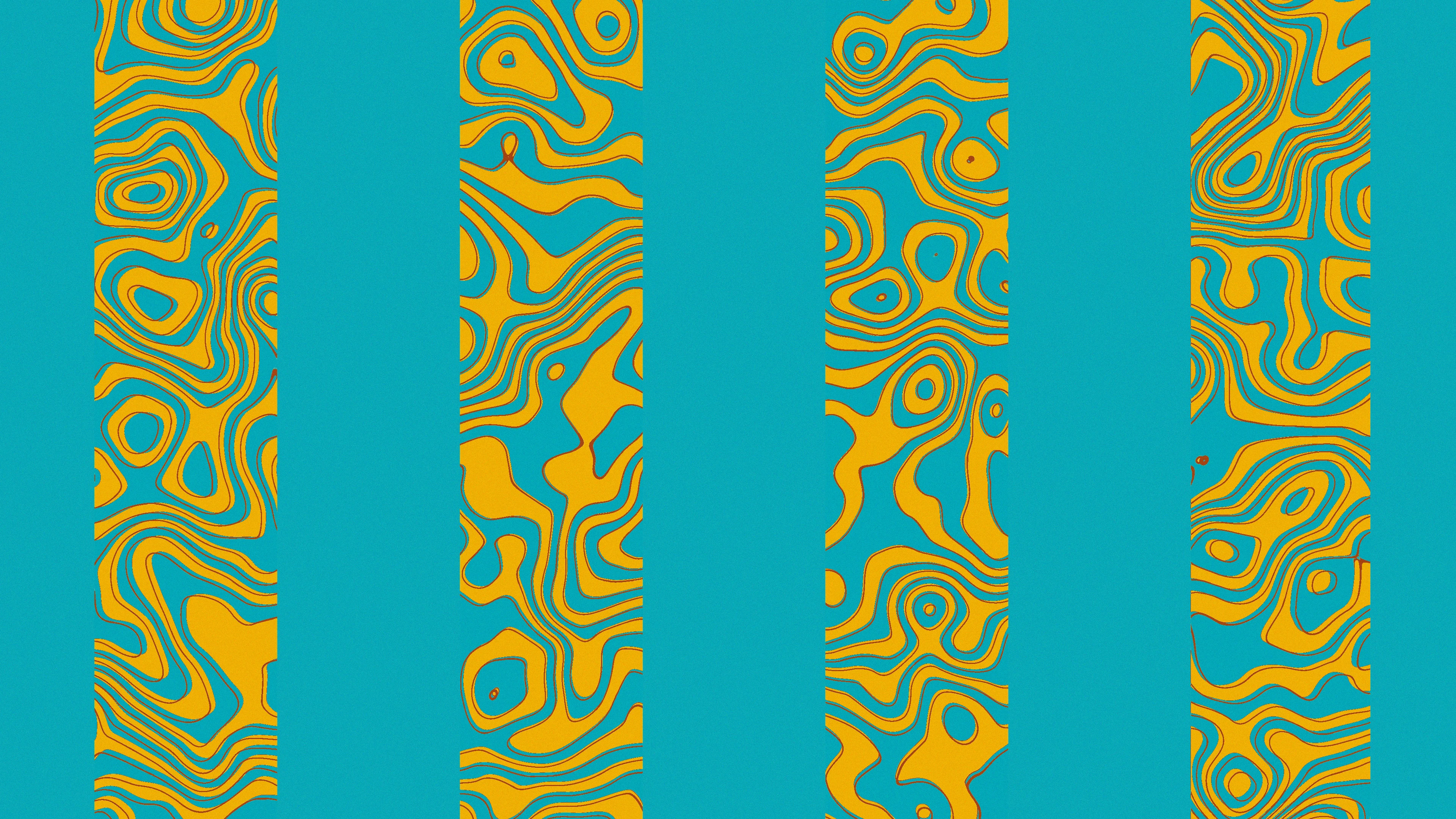 Stripes of vertical yellow squiggles over teal background