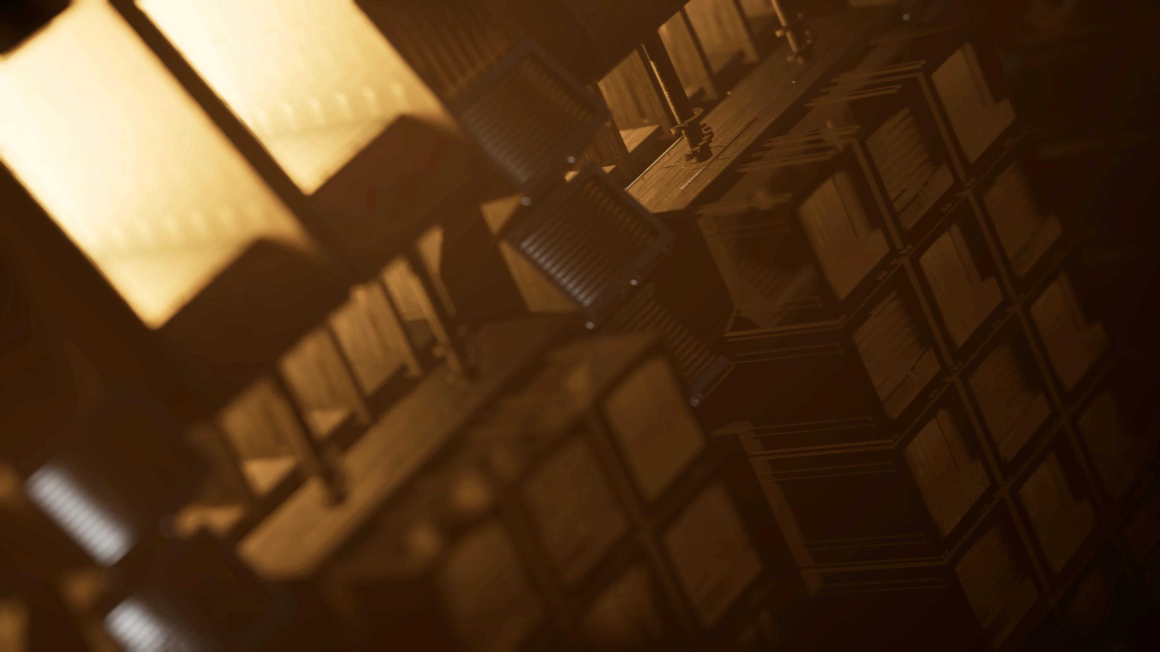 Close-up shot of dark yellow lights in grid pattern