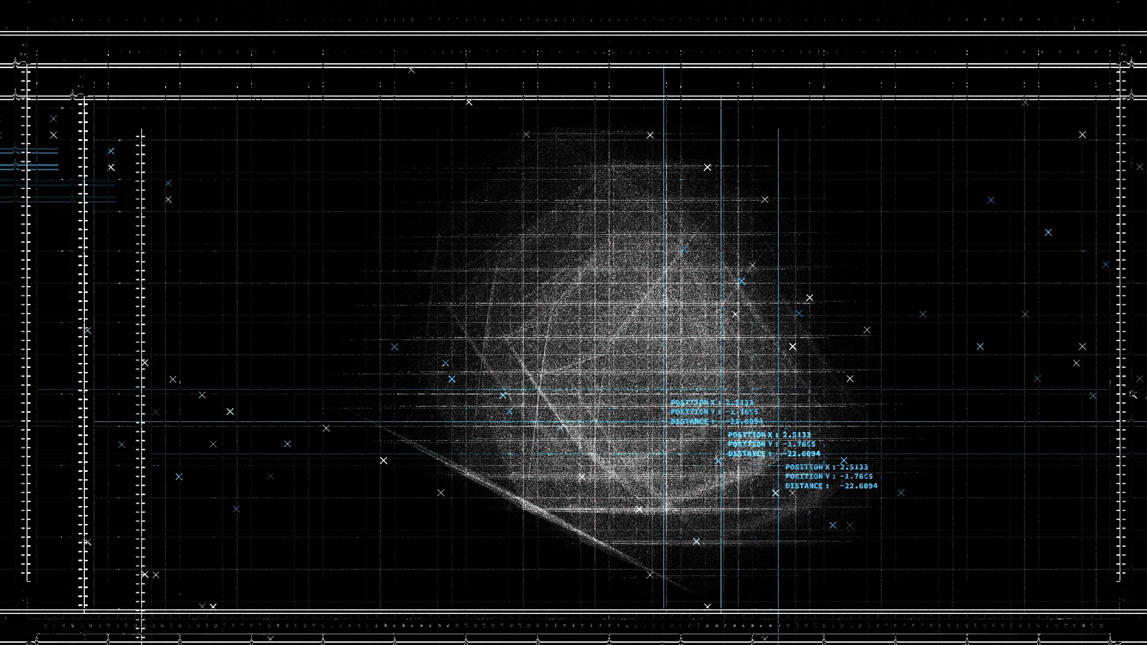 User interface with layers of lines and blue text
