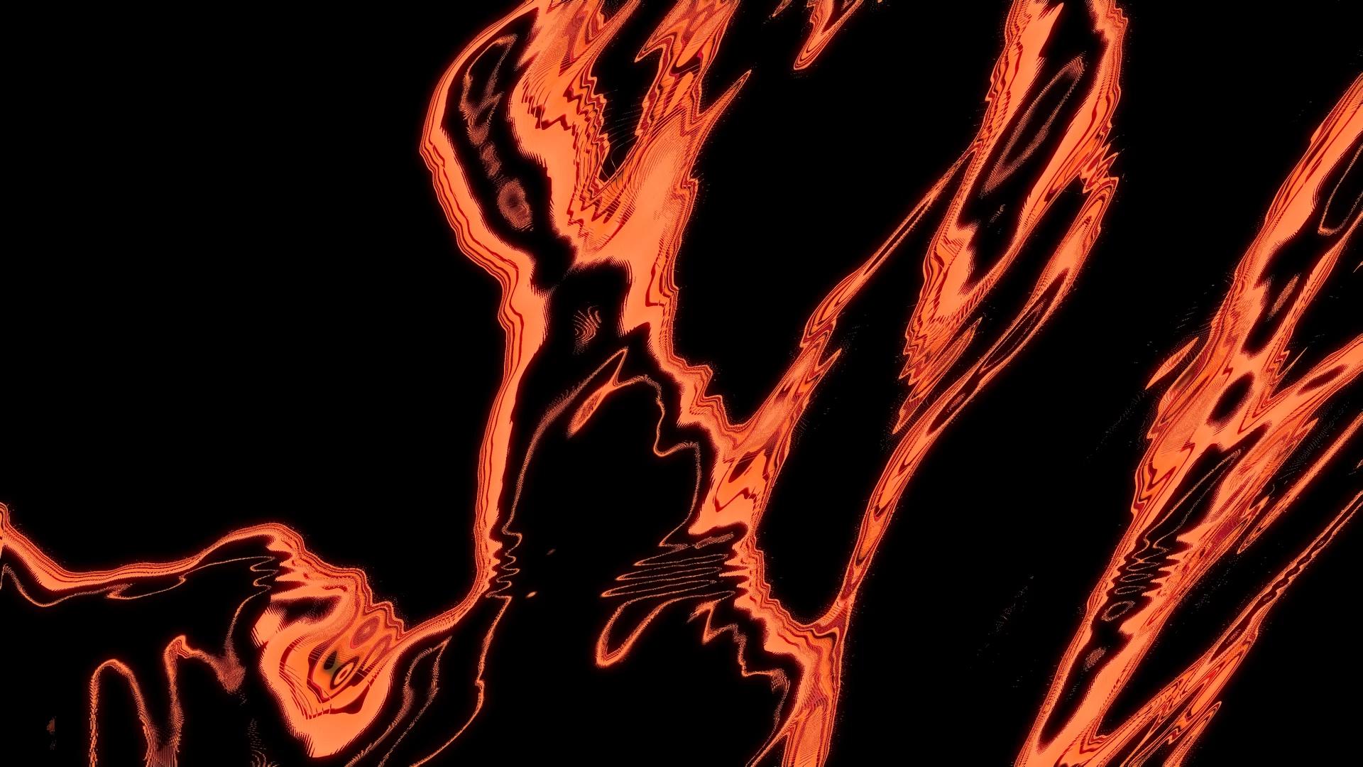 Ripples of orange pattern swirling over black