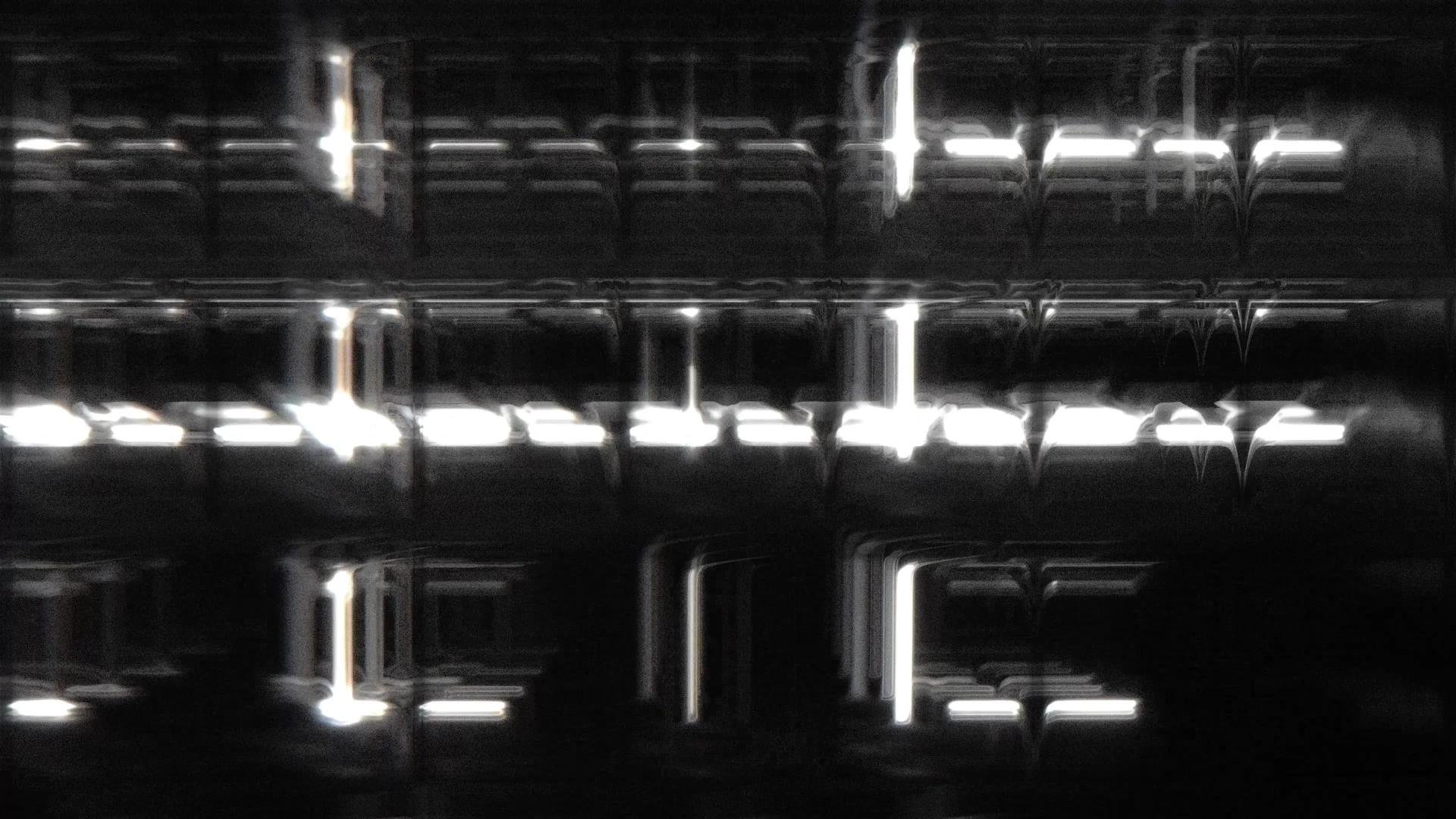 White cubes layered on a black background