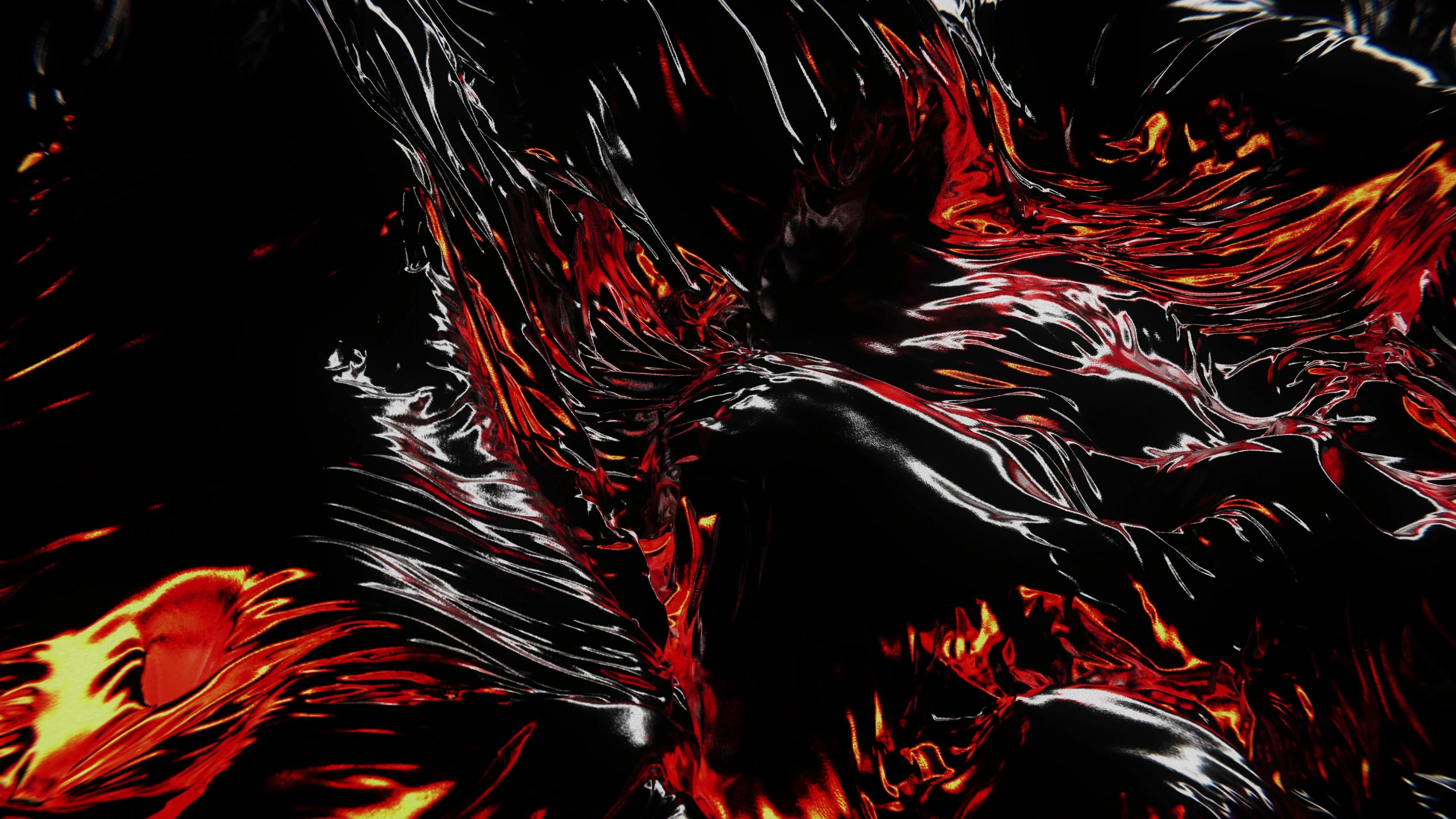 Red, yellow and black fabric in motion