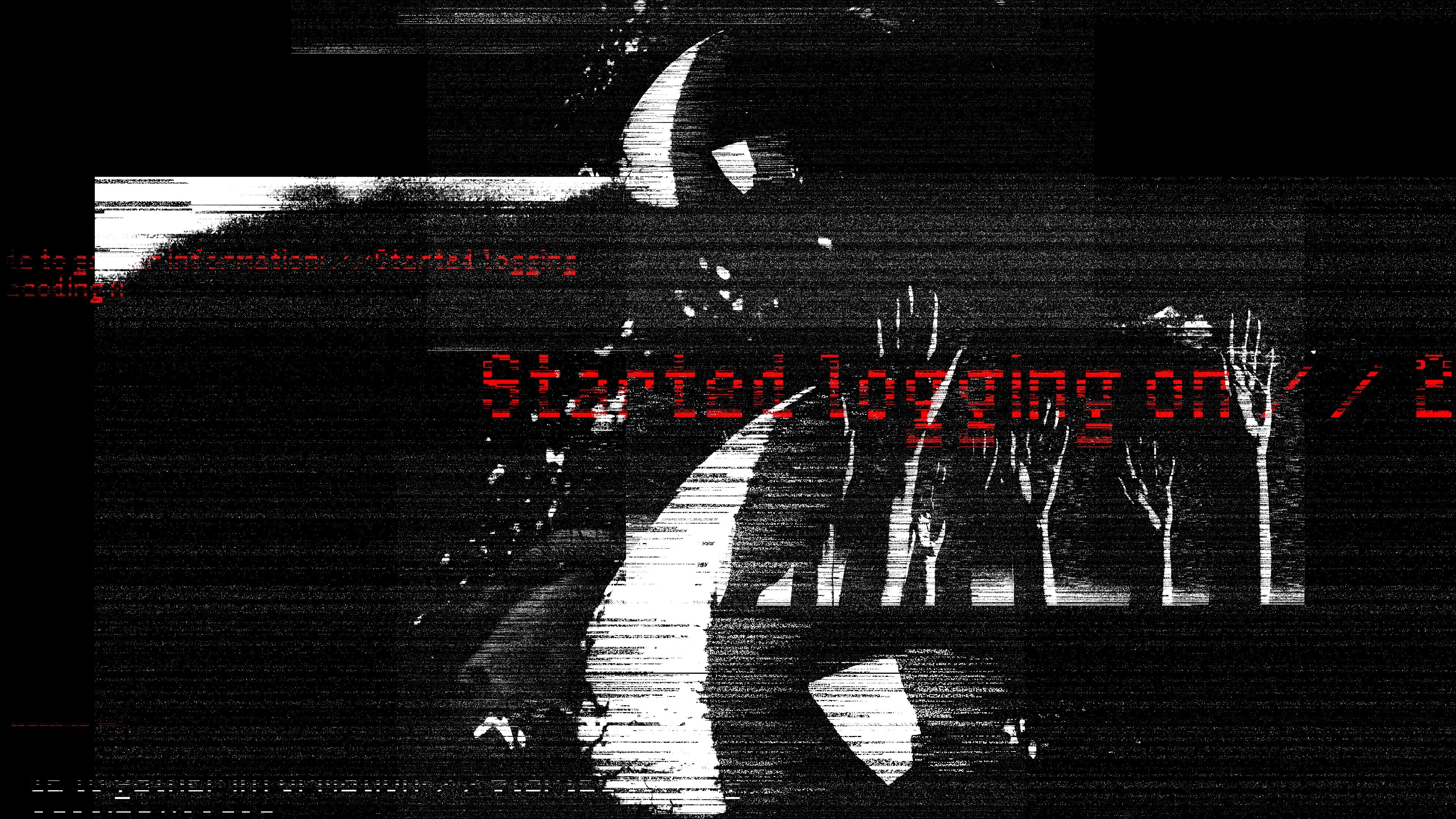 Grainy hands reaching up with textures layered over the top and red code text across it
