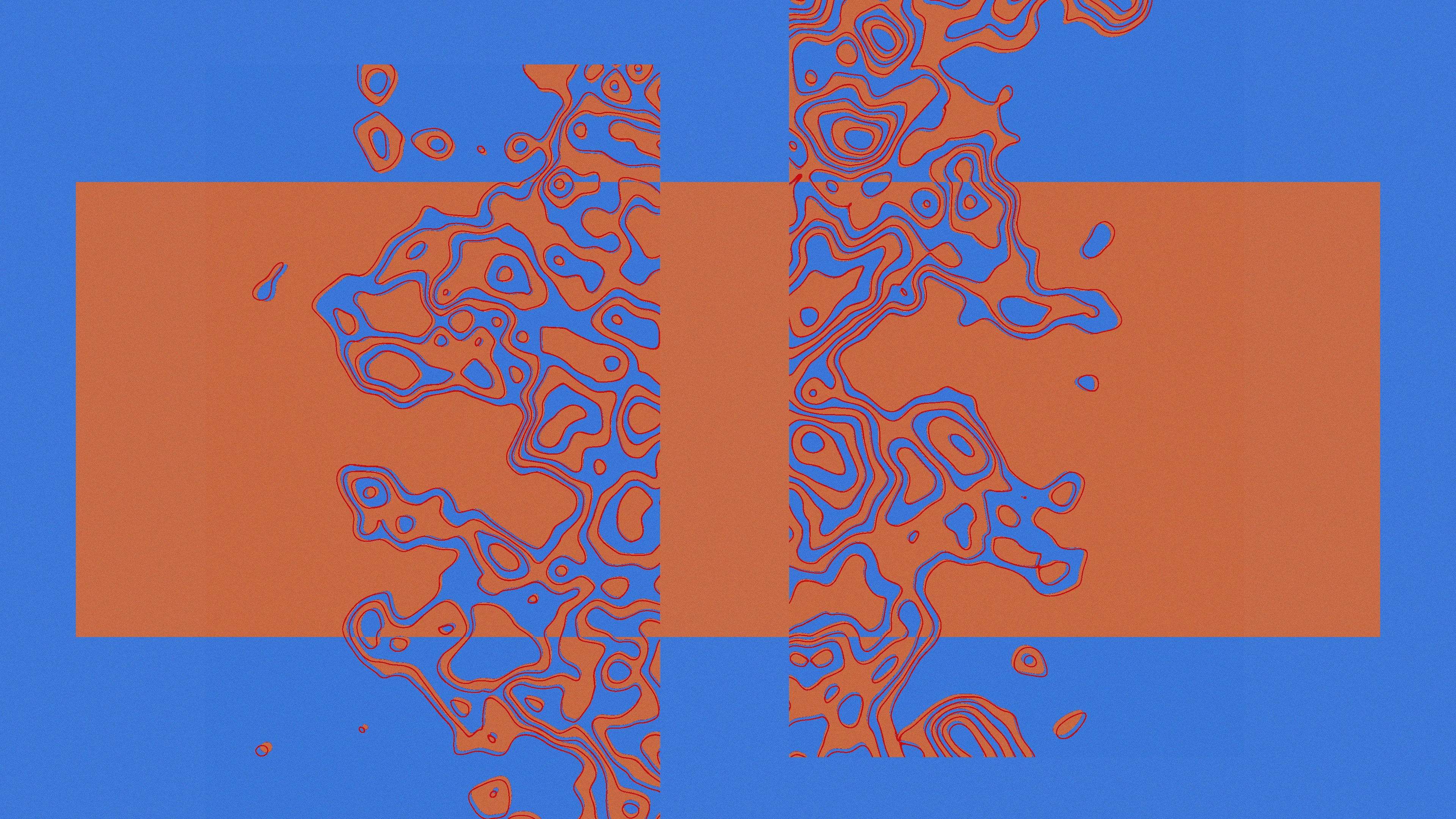 Orange rectangle with squiggles layered over the top