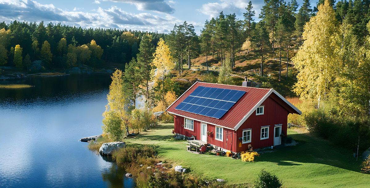 Nordisk hytte med solcelleanlegg 