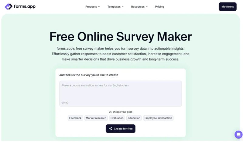 forms.app– Free Online Survey Software
