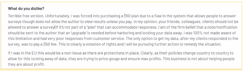 Surveymonkey free version - customer review