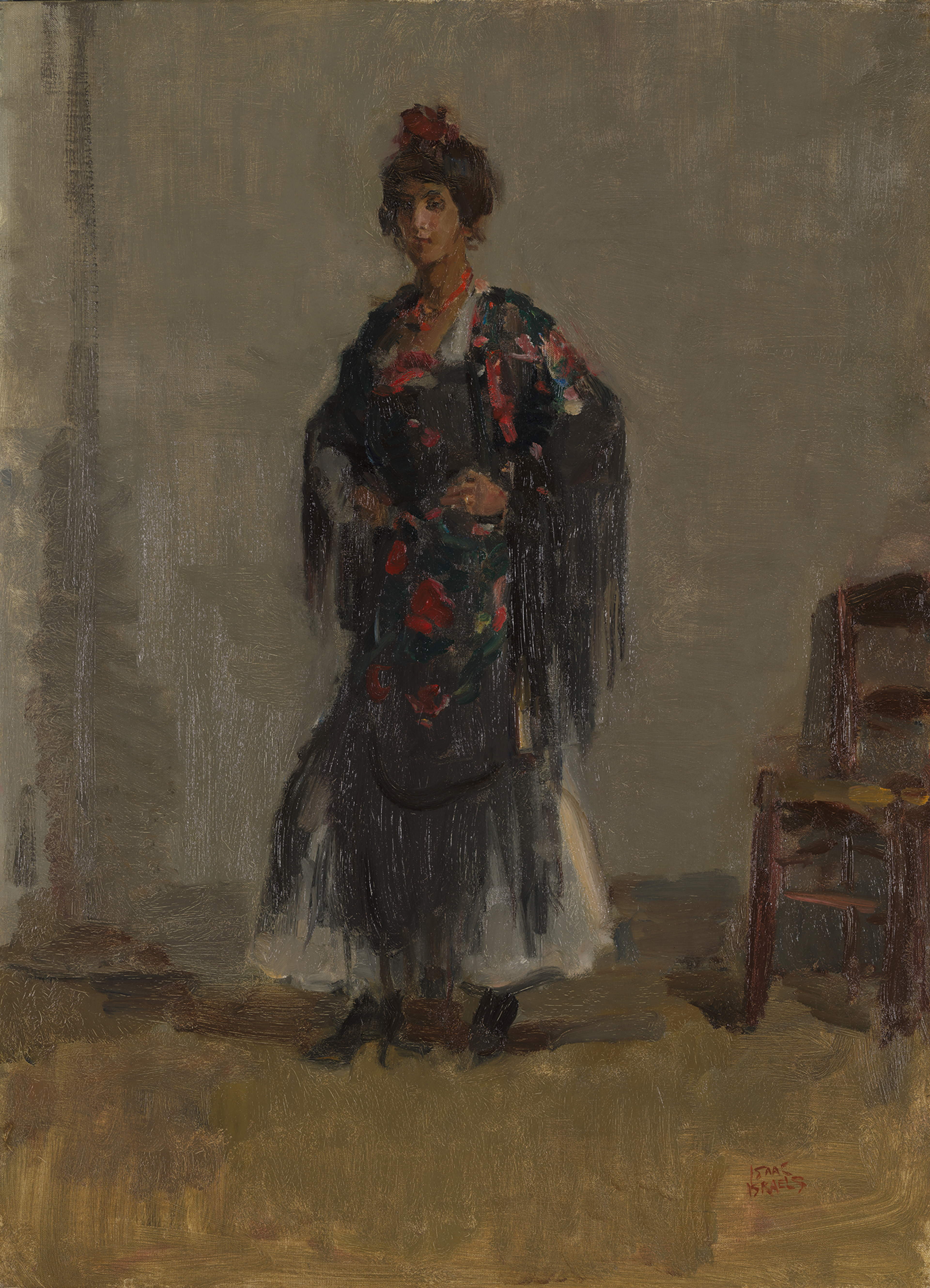 Isaac Israels, _Spaanse vrouw_, 1918 Schilderij van Isaac Israels met een vrouwfiguur in traditionele Spaanse kleding