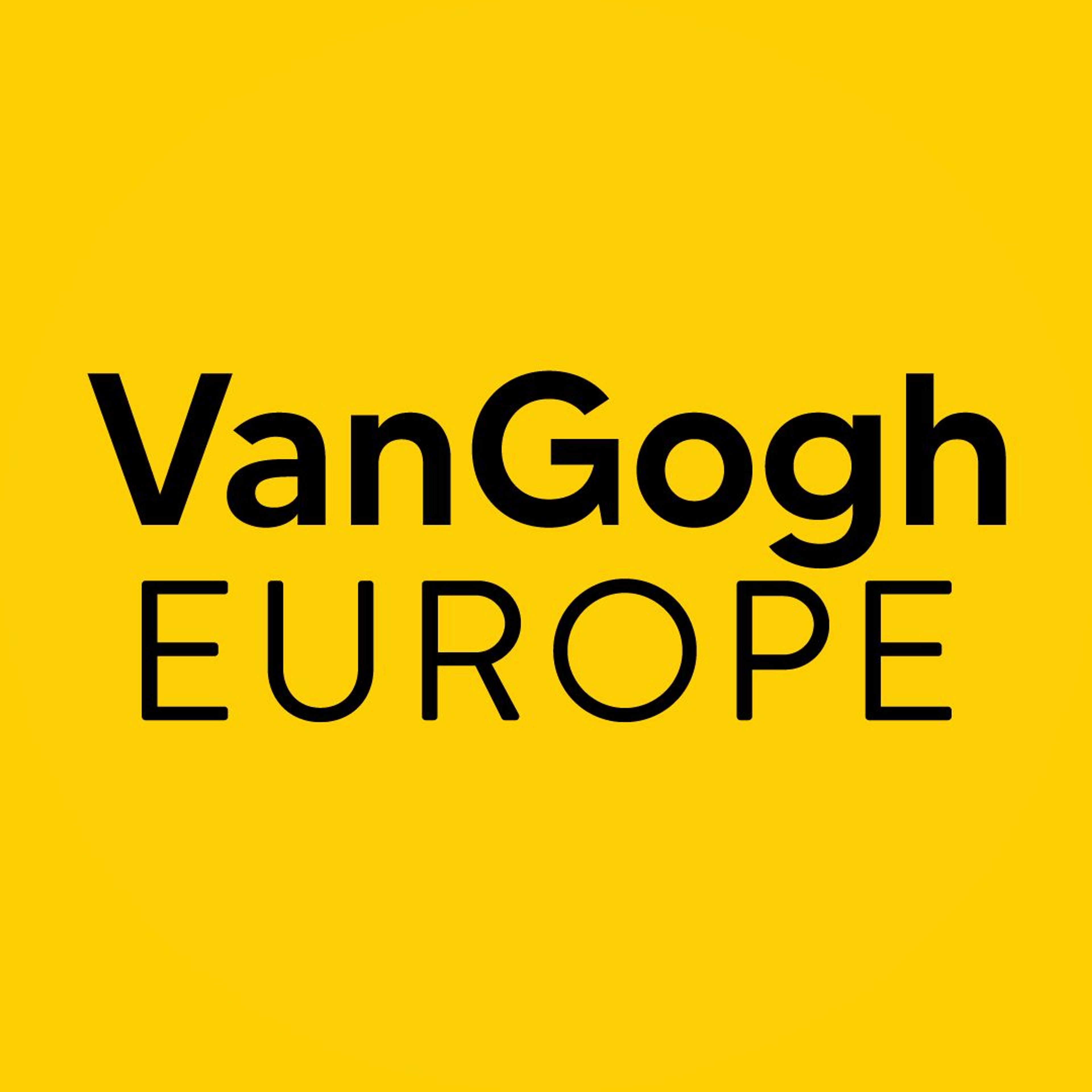 Logo on a yellow background with the bold black text “Van Gogh” and “EUROPE” underneath.
