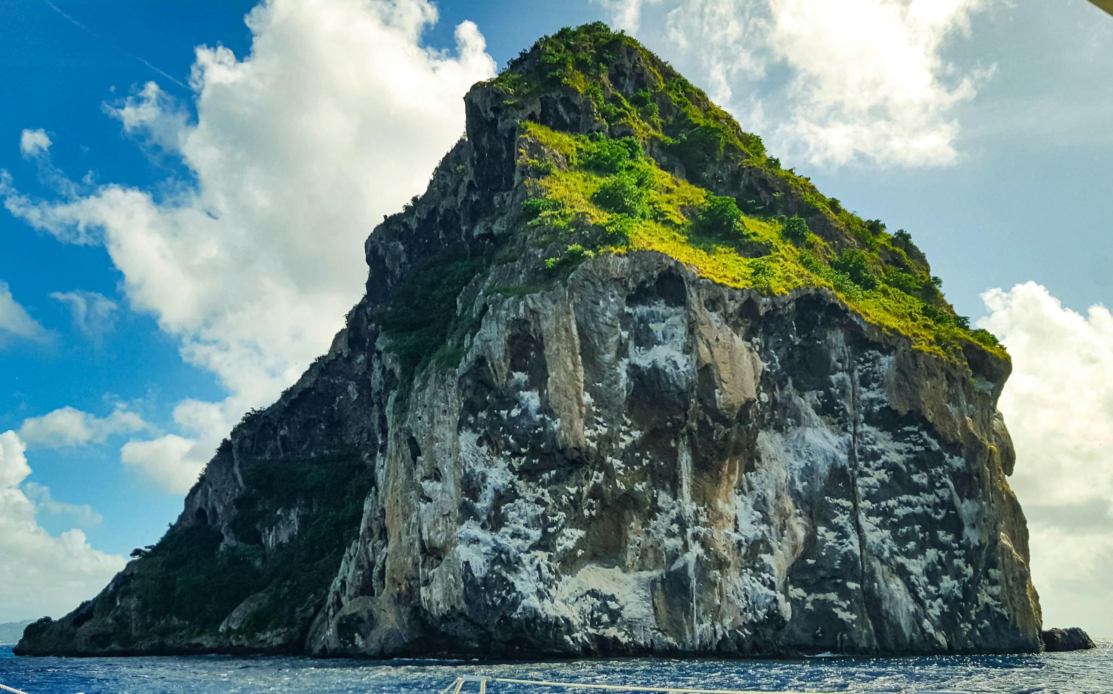 Diamond Rock, a rocky island covered in greenery