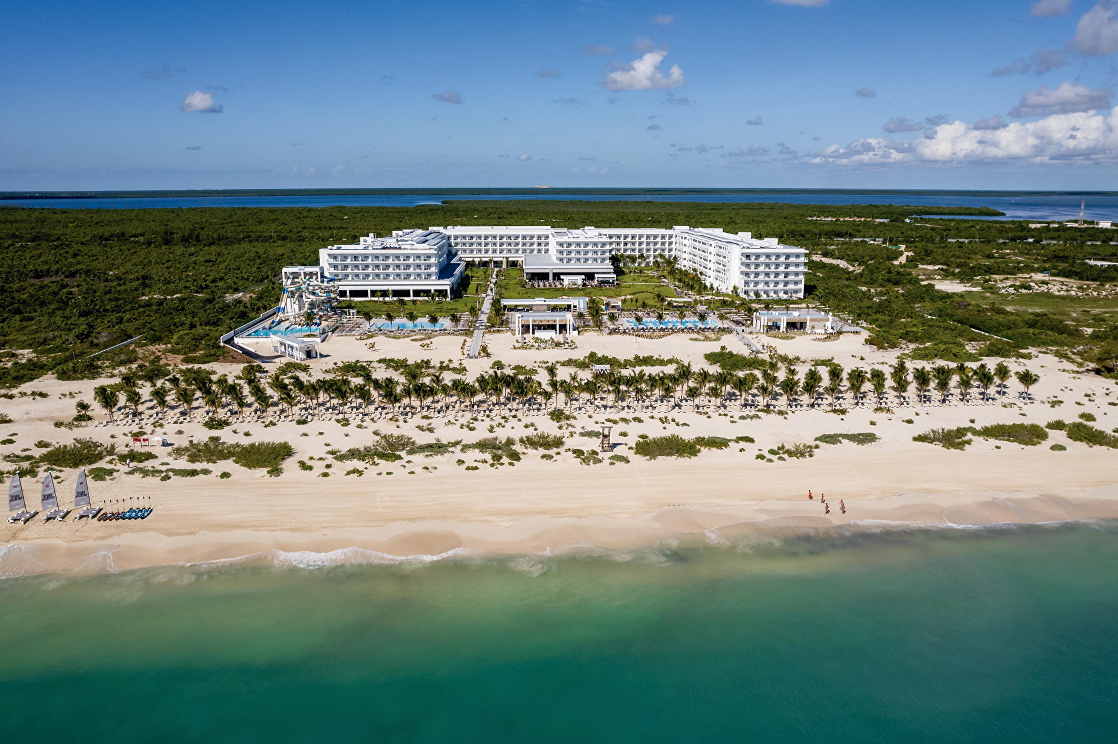 An aerial view of the Riu Latino, on a white sand beach