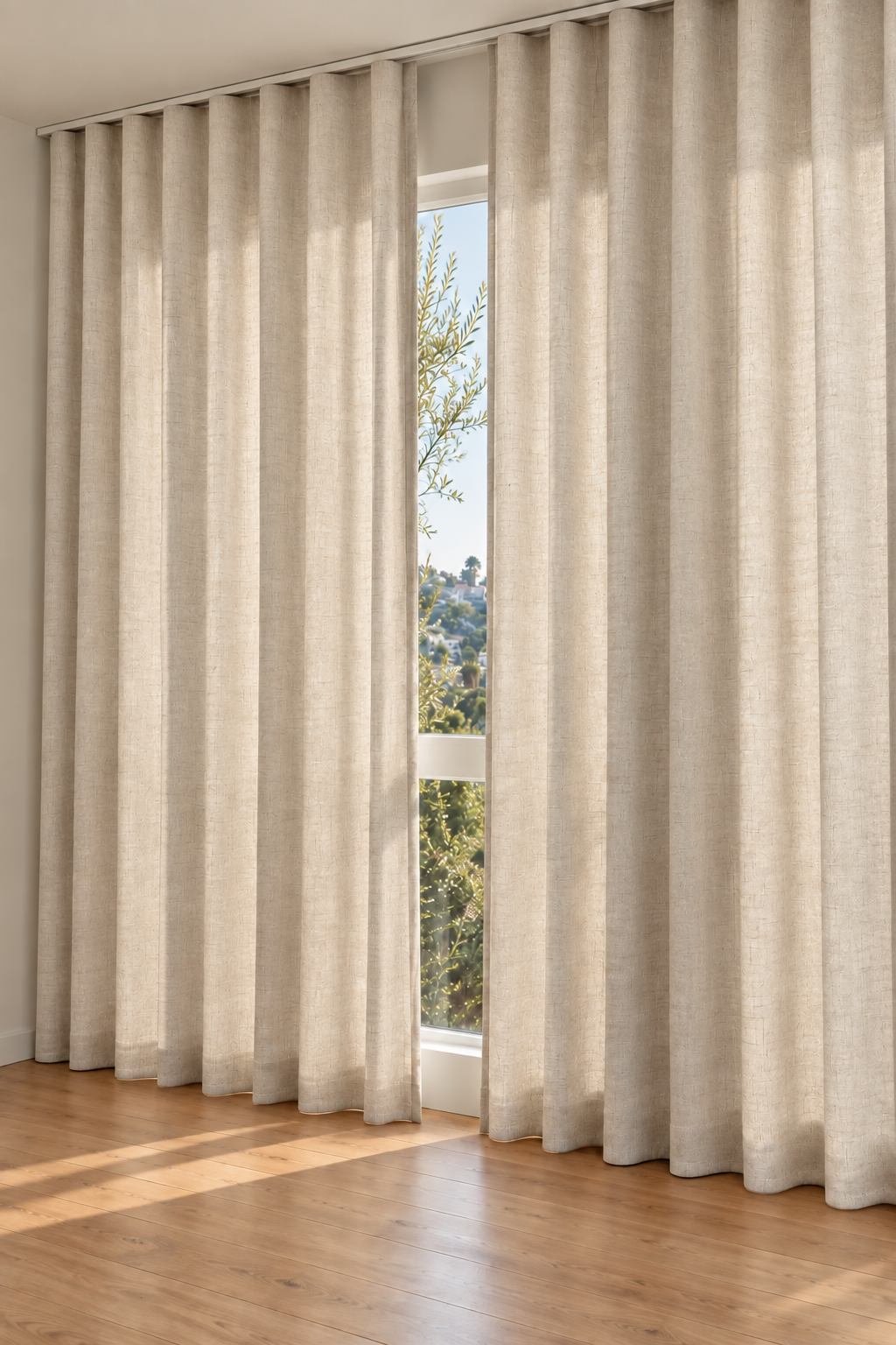 Desized solid linen curtains