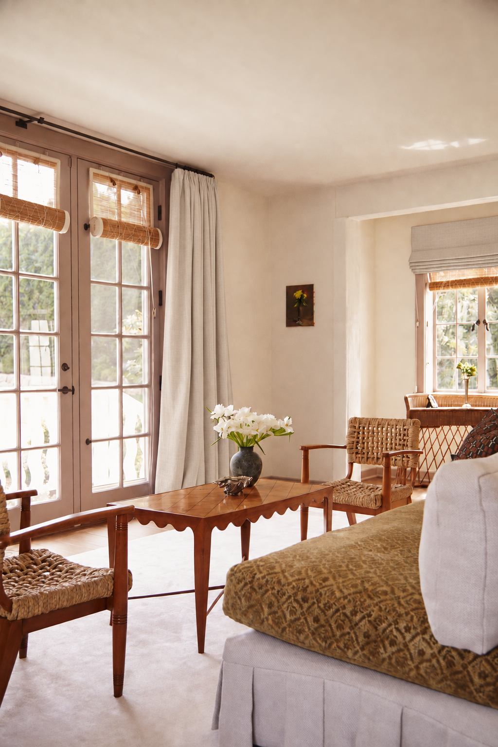 Desized solid linen curtains in an interior designed by Mike Moser