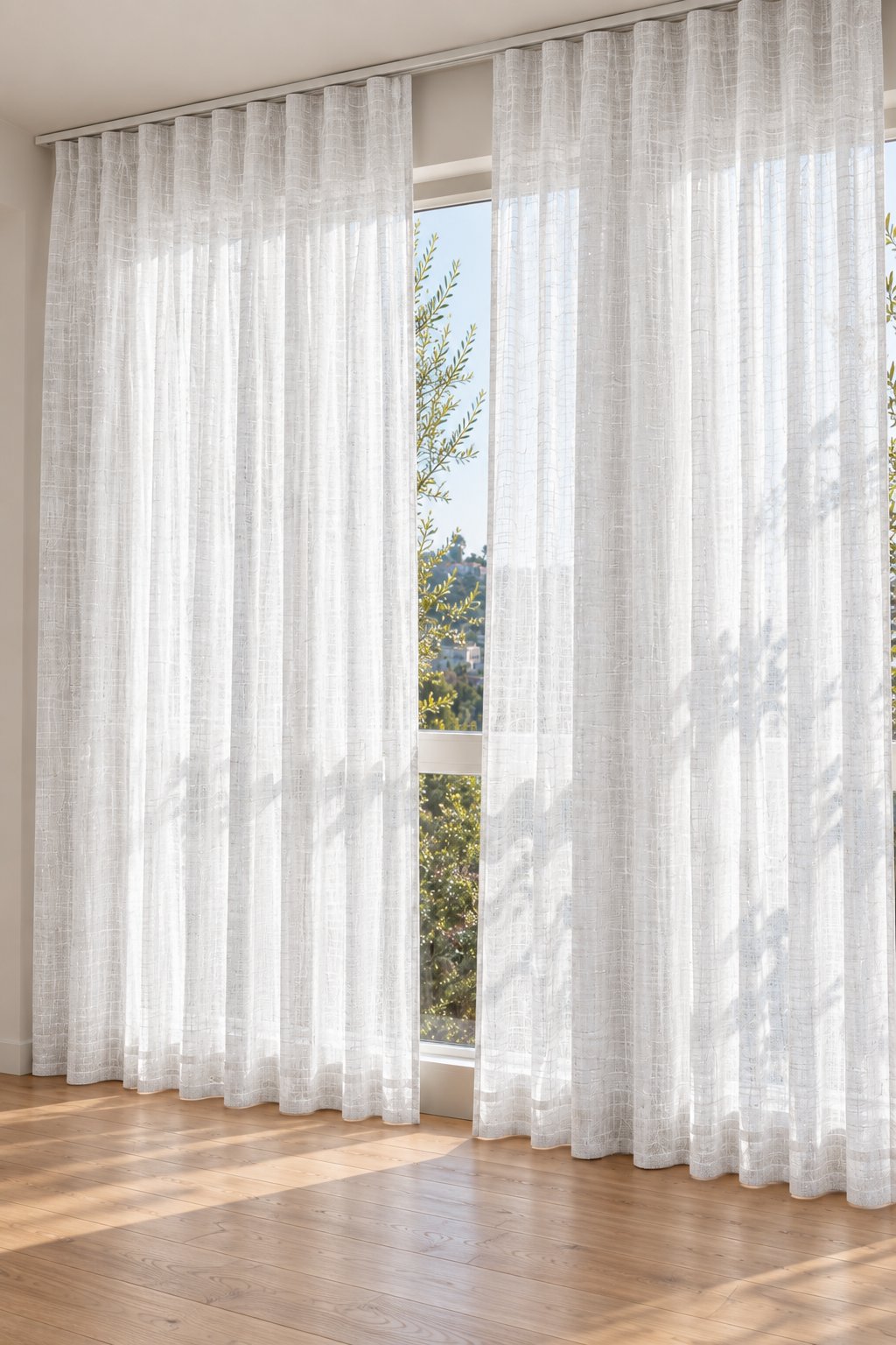 White sheer linen curtains