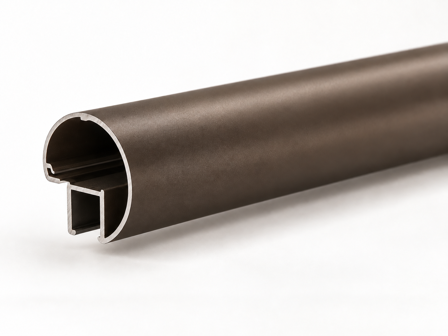 Bronze K-Rail cut-track profile with its rounded fascia and concealed rear channel