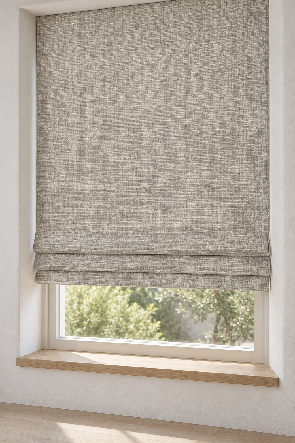 Desized solid linen Roman shade