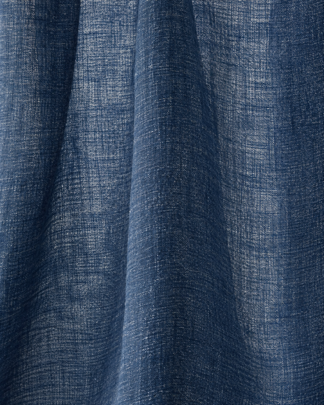 Indigo sheer linen fabric folds and texture
