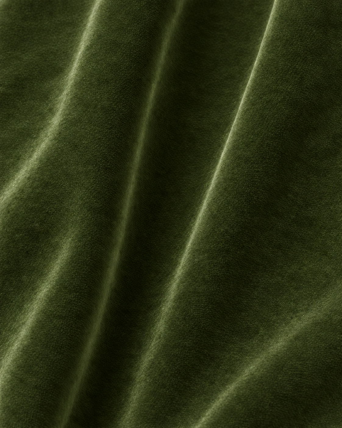 Jade cotton velvet fabric folds and texture