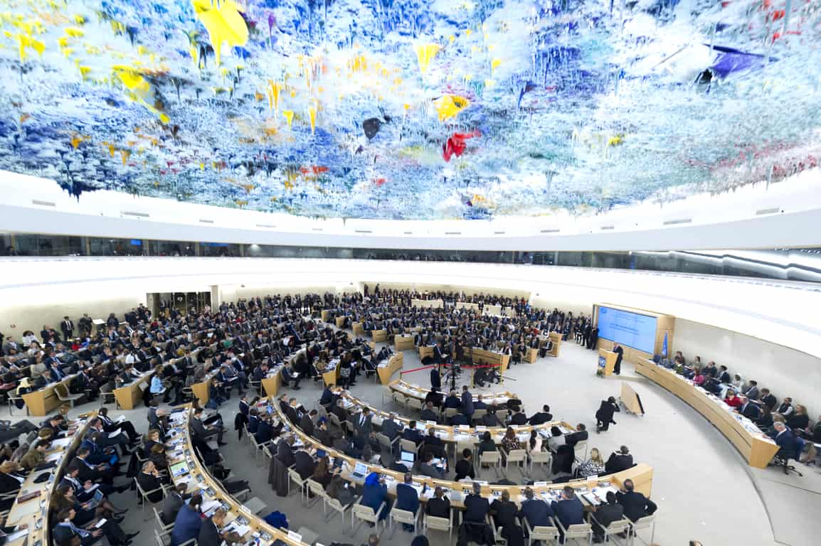 A session of the UN Human Rights Council in the Human Rights and Alliance of Civilizations Room at the Palais des Nations in Geneva