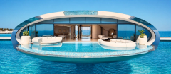 An open overwater villa and its private pool terrace.