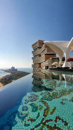 An elevated infinity pool overlooking Atlantis, The Palm.