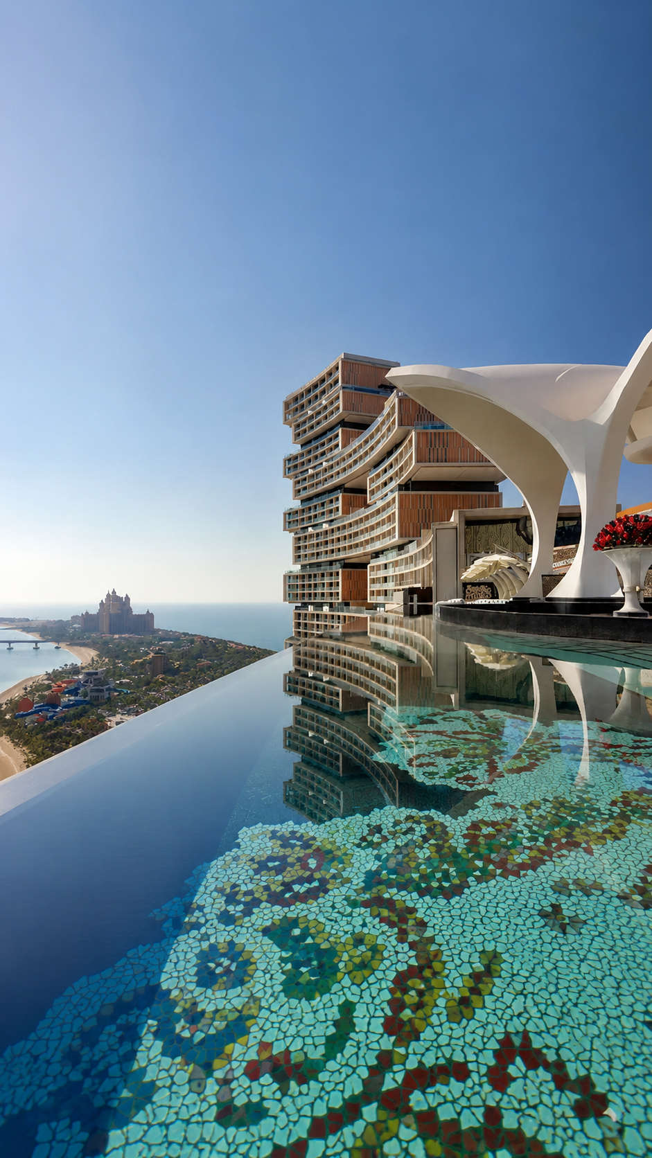 An elevated infinity pool overlooking Atlantis, The Palm.
