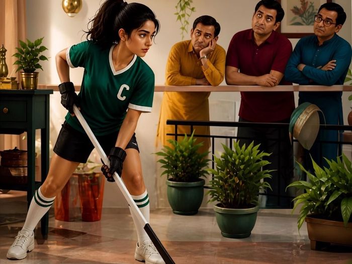 girl playing floor hockey