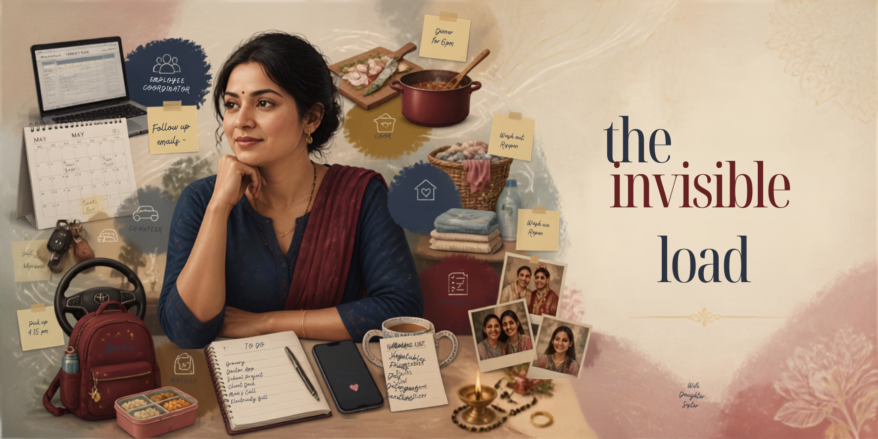 South Asian women sitting and thinking about all the things in head.
