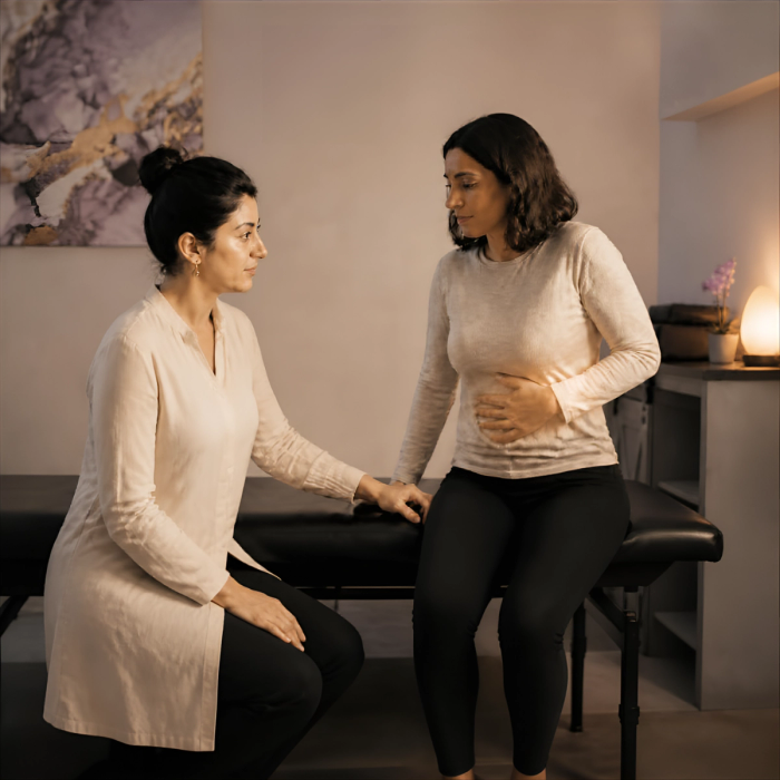 Client describing pain