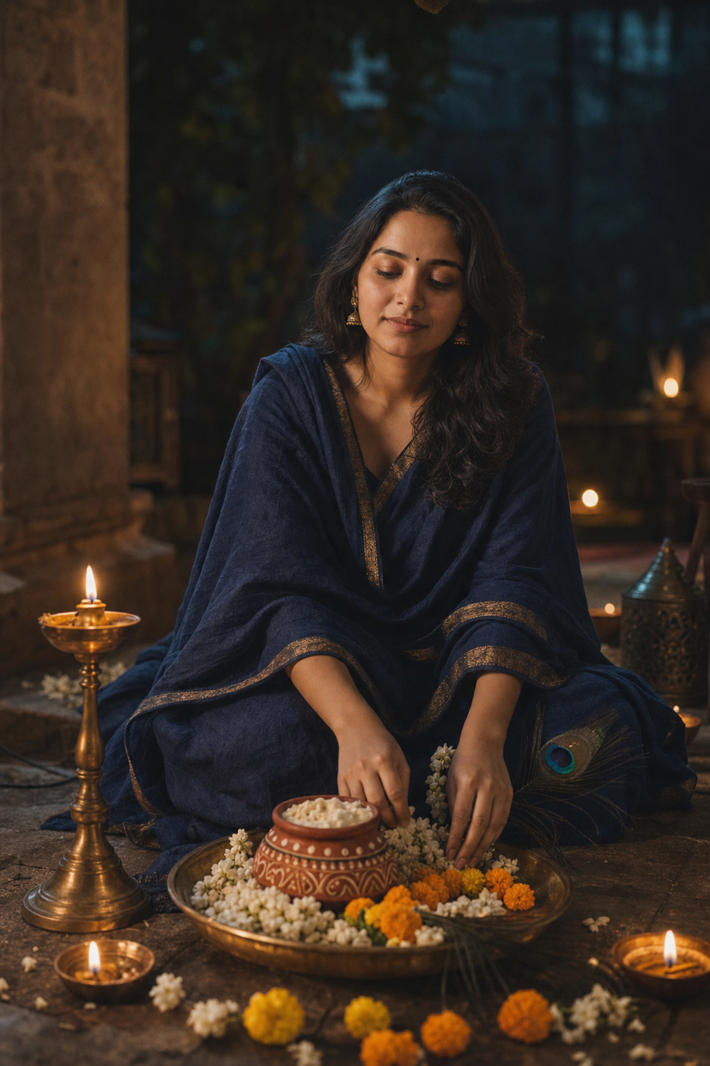 Janmashtami Midnight Courtyard Portrait