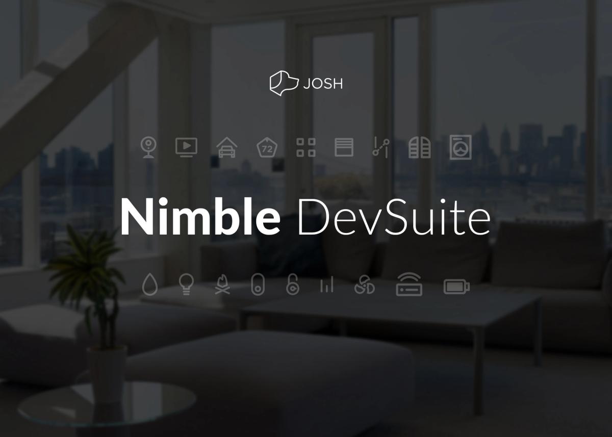 Nimble DevSuite logo with smart home background