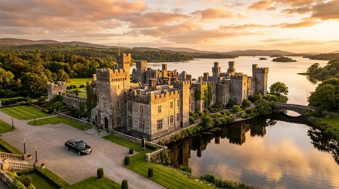 The iconic Ashford Castle hotel in Ireland, a premier luxury stay on the Wild Atlantic Way.