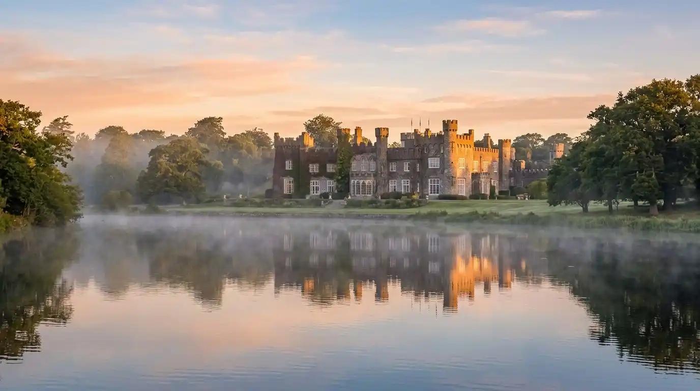 The historic Luttrellstown Castle estate near Dublin at sunrise.